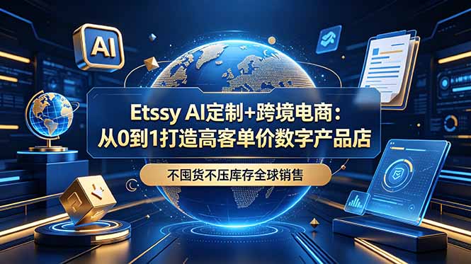 Etsy AI定制+跨境电商：从0到1打造高客单价数字产品店，不囤货不压库存全球销售-52项目站