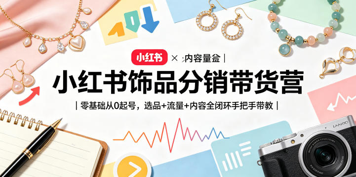 小红书饰品分销带货营｜零基础从0起号，选品+流量+内容全闭环手把手带教-52项目站
