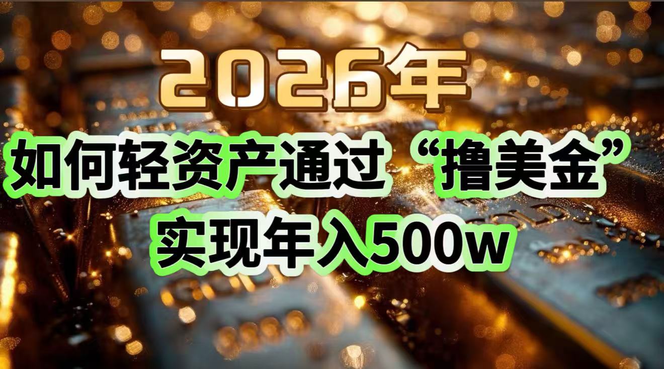 2026年如何轻资产通过“撸美金”实现年入500w-52项目站