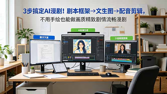 3步搞定AI漫剧！剧本框架→文生图→配音剪辑，不用手绘也能做画质精致剧情流畅漫剧-52项目站