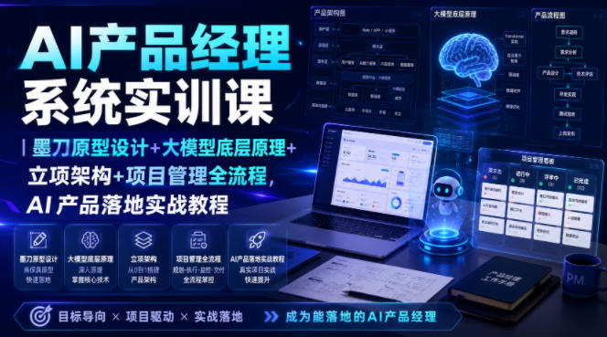 AI产品经理系统实训课｜墨刀原型设计+大模型底层原理+立项架构+项目管理全流程，AI产品落地实战教程-52项目站