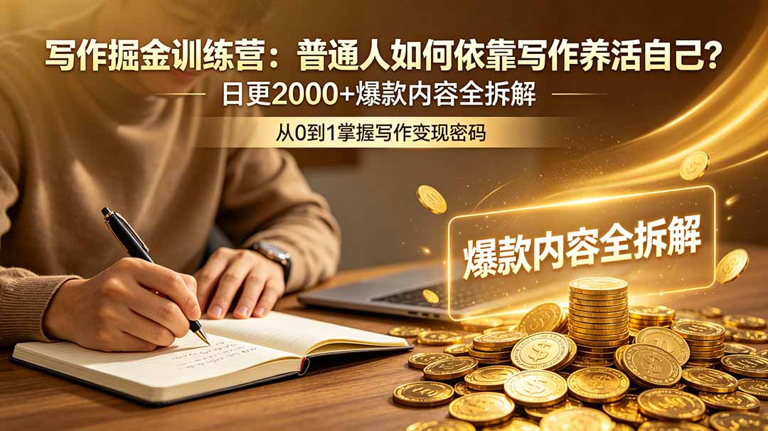 写作掘金训练营:普通人如何依靠写作养活自己?日更2000+爆款内容全拆解-52项目站