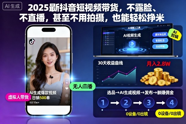 2025最新抖音短视频带货,不露脸、不直播,甚至不用拍摄,也能轻松挣米-52项目站