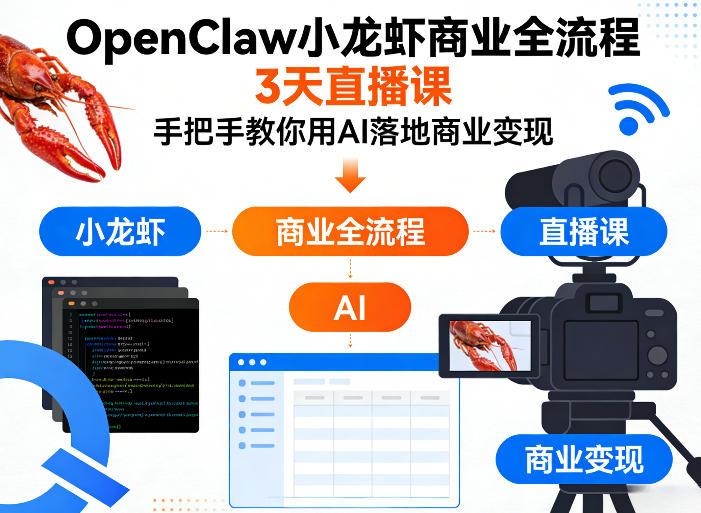 OpenClaw小龙虾商业全流程3天直播课，手把手教你用AI落地商业变现-52项目站
