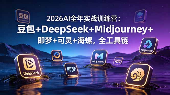 2026AI全年实战训练营：豆包+DeepSeek+Midjourney+即梦+可灵+海螺，全工具链-52项目站