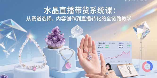 水晶直播带货系统课：从赛道选择、内容创作到直播转化的全链路教学-52项目站