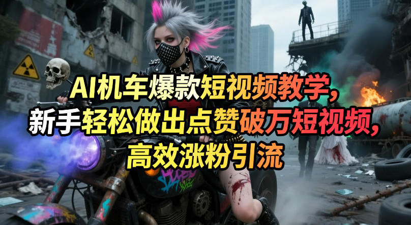 AI机车爆款短视频教学，新手轻松做出点赞破万短视频，高效涨粉引流-52项目站