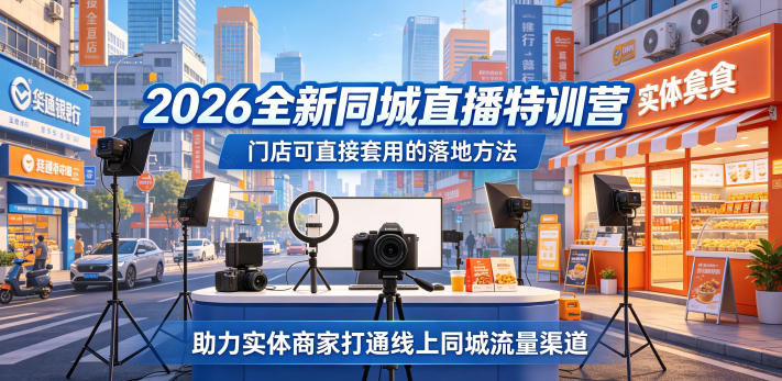 2026全新同城直播特训营,门店可直接套用的落地方法,助力实体商家打通线上同城流量渠道-52项目站