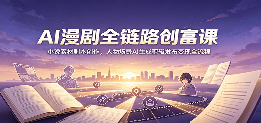 AI漫剧全链路创富课：小说素材剧本创作，人物场景AI生成剪辑发布变现全流程-52项目站