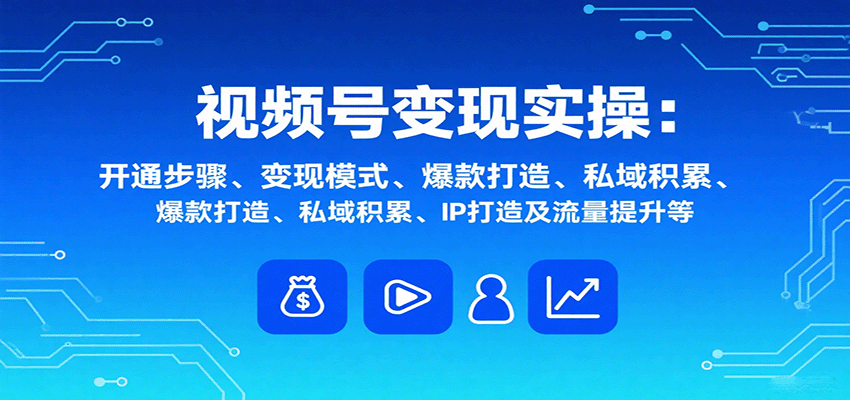 视频号变现实操，含开通步骤、变现模式、爆款打造、私域积累、IP打造及流量提升等-52项目站
