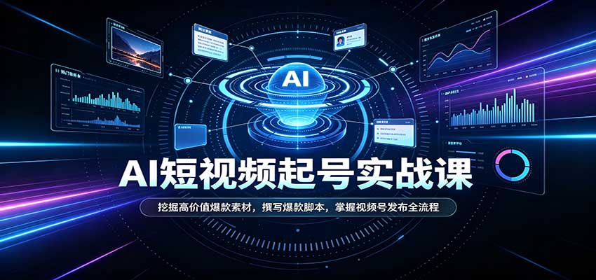 短视频AI起号实战课：挖掘高价值爆款素材，撰写爆款脚本，掌握视频号发布全流程-52项目站