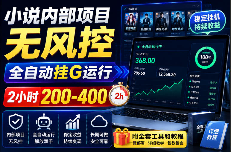 小说内部项目无风控，全自动挂G运行，2小时200-400，附全套工具和教程【揭秘】-52项目站