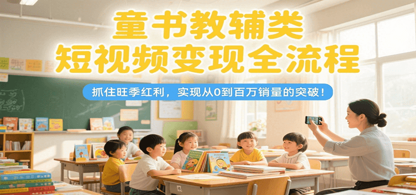 童书教辅类短视频变现全流程，抓住旺季红利，实现从0到百万销量的突破！-52项目站