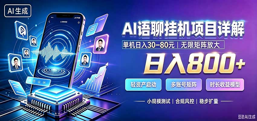 AI语聊挂机，日入800+，适用个人副业，工作室矩阵操作-52项目站