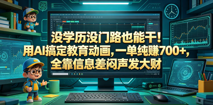 没学历没门路也能干!用AI搞定教育动画,一单纯賺700+,全靠信息差闷声发大财【揭秘】-52项目站