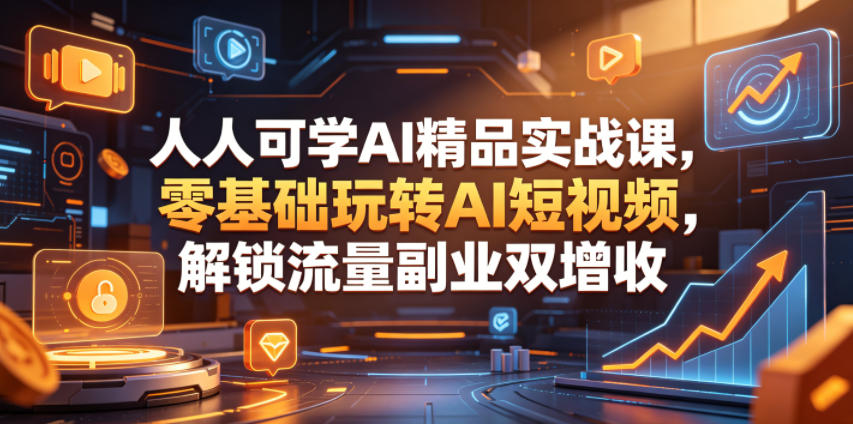 人人可学AI精品实战课,零基础玩转AI短视频,解锁流量副业双增收-52项目站