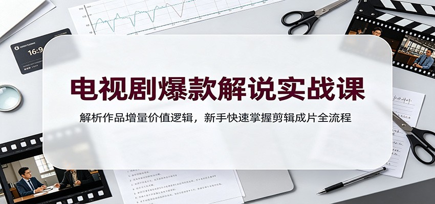 电视剧爆款解说实战课：解析作品增量价值逻辑，新手快速掌握剪辑成片全流程-52项目站