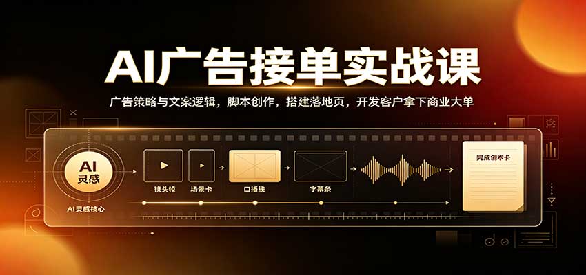 AI广告接单实战：广告策略与文案逻辑，脚本创作，搭建落地页，开发客户拿下商业大单-52项目站