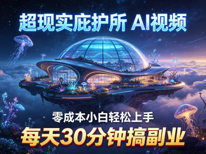 超现实庇护所AI视频项目拆解，零成本小白轻松上手，每天30分钟搞副业-52项目站