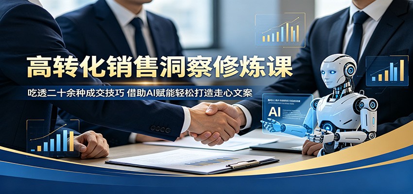 高转化销售洞察修炼课:吃透二十余种成交技巧,借助AI赋能轻松打造走心文案-52项目站