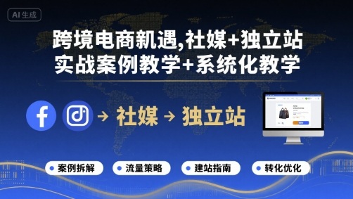 跨境电商新机遇，社媒+独立站，实战案例教学+系统化教学-52项目站