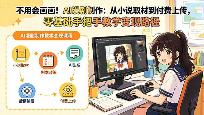 不用会画画!AI漫剧制作:从小说取材到付费上传,零基础手把手教学变现路径-52项目站