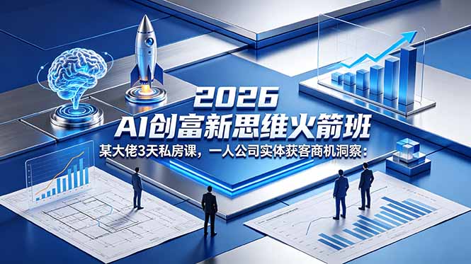 2026 AI 创富新思维火箭班:某大佬3天私房课,一人公司实体获客商机洞察-52项目站