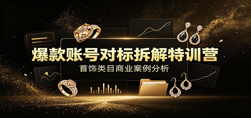 爆款账号对标拆解特训营：首饰类目商业案例分析，配套完整资料内容-52项目站