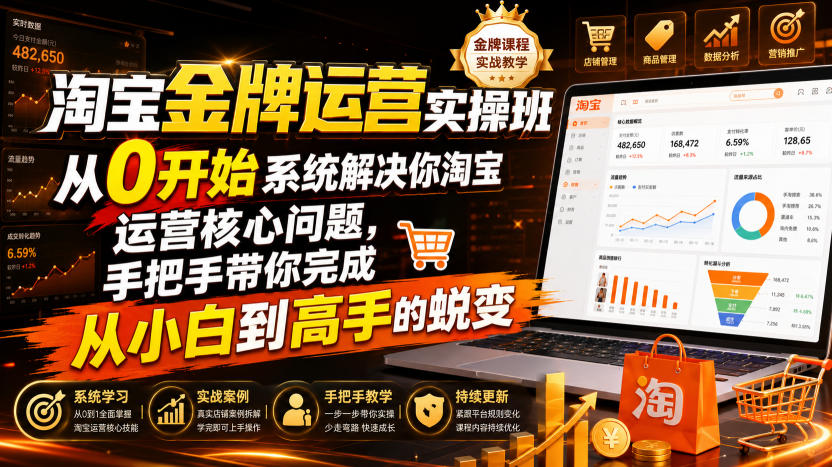 淘宝金牌运营实操班，从0开始系统解决你淘宝运营核心问题，手把手带你完成从小白到高手的蜕变(2026年7月)-52项目站
