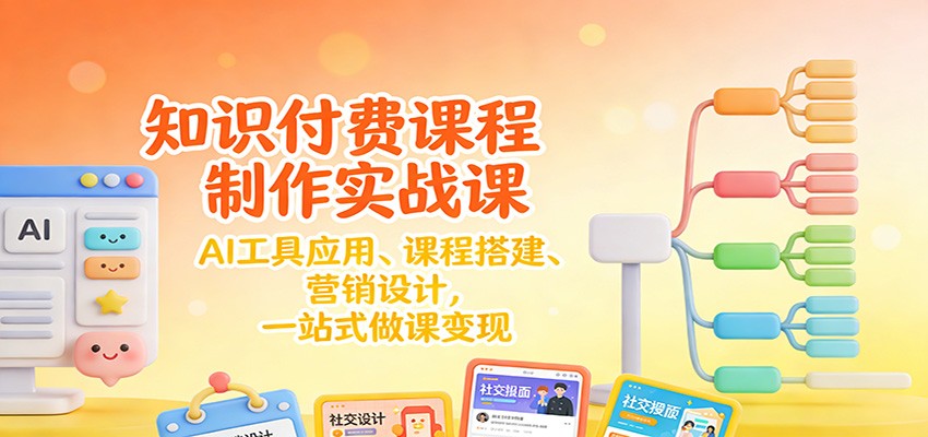 知识付费课程制作实战课：AI工具应用 、课程搭建、营销设计，一站式做课变现-52项目站