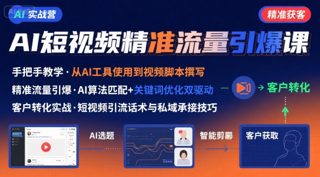 AI+短视频引爆精准客户实战营，手把手教你引爆Ai短视频精准流量-52项目站