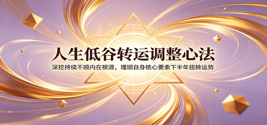 人生低谷转运调整心法：深挖持续不顺内在根源，理顺自身核心要素下半年扭转运势-52项目站