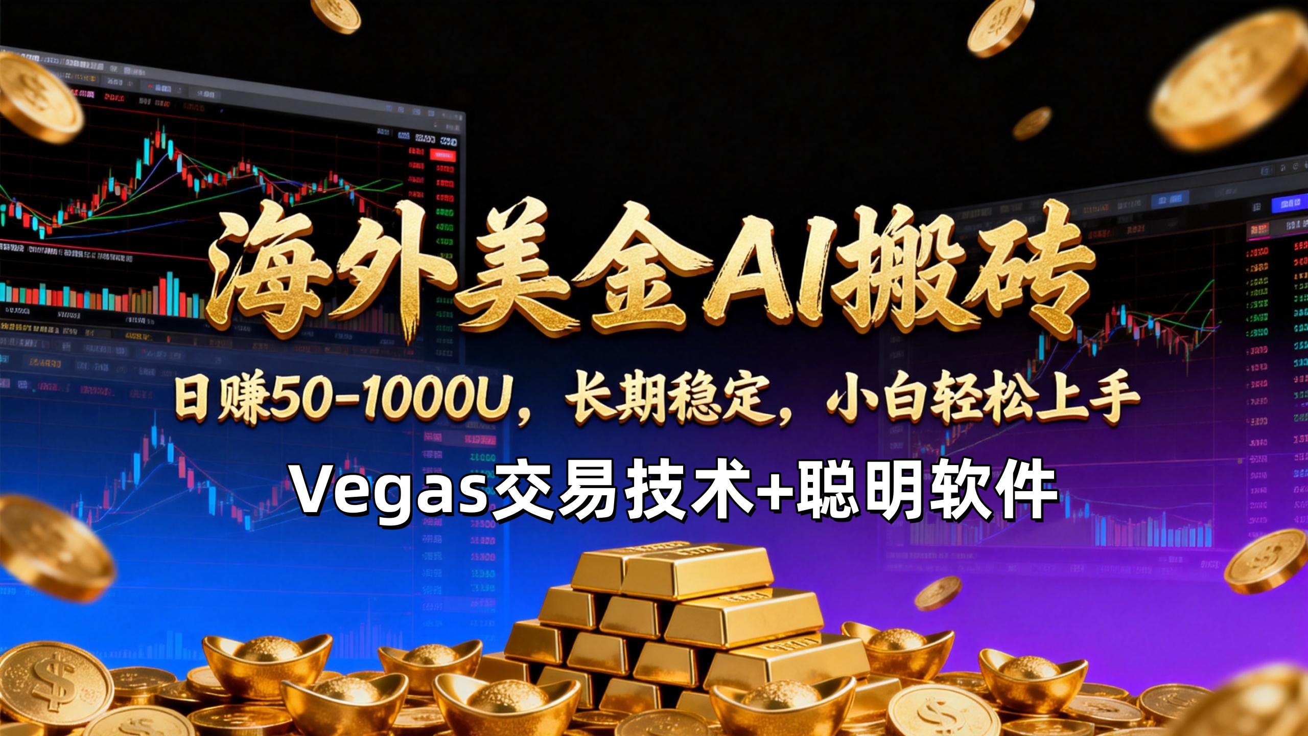 【海外美金AI搬砖】Vegas交易技术+聪明软件，日赚50-1000U，长期稳定，小白轻松上手。-52项目站