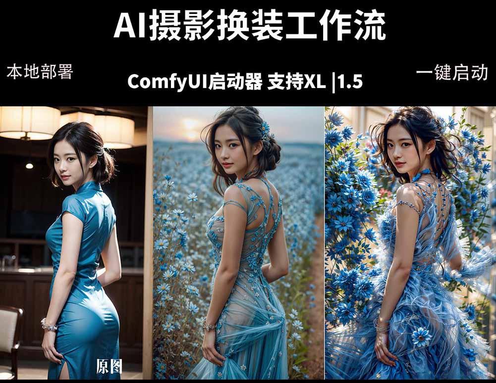 ComfyUI人像写真摄影工作流：本地一键部署，换装换场景换脸全搞定，影楼效率翻倍-52项目站