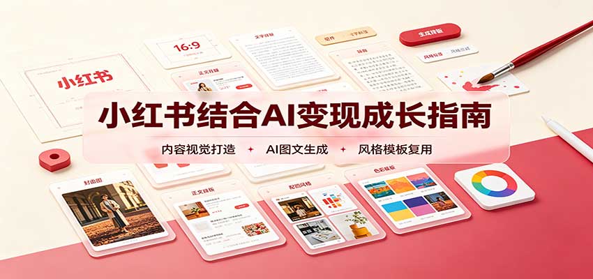 小红书结合AI变现成长指南：账号精准定位，内容视觉打造，搭建可复制流量获客体系-52项目站