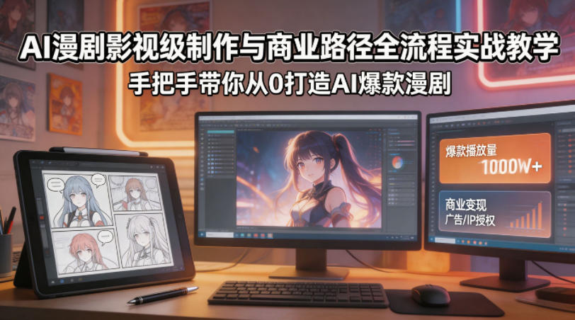 AI漫剧影视级制作与商业路径全流程实战教学，手带你从0打造AI爆款漫剧-52项目站