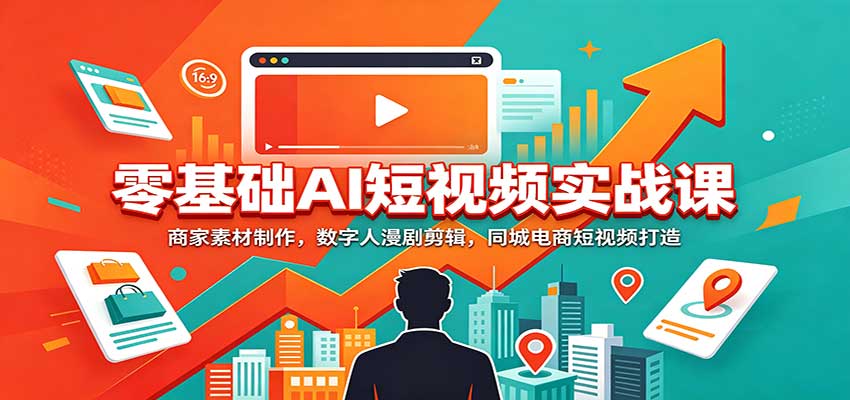 零基础AI短视频实战课:商家素材制作,数字人漫剧剪辑,同城电商短视频打造-52项目站