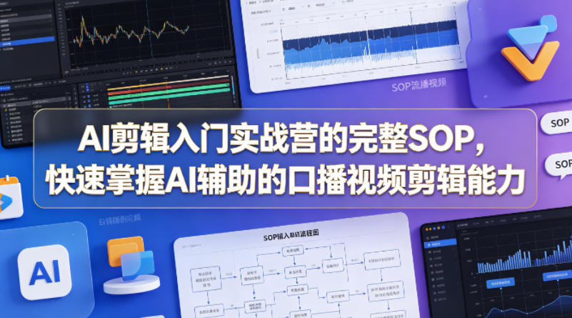 AI剪辑入门实战营的完整SOP，快速掌握AI辅助的口播视频剪辑能力-52项目站