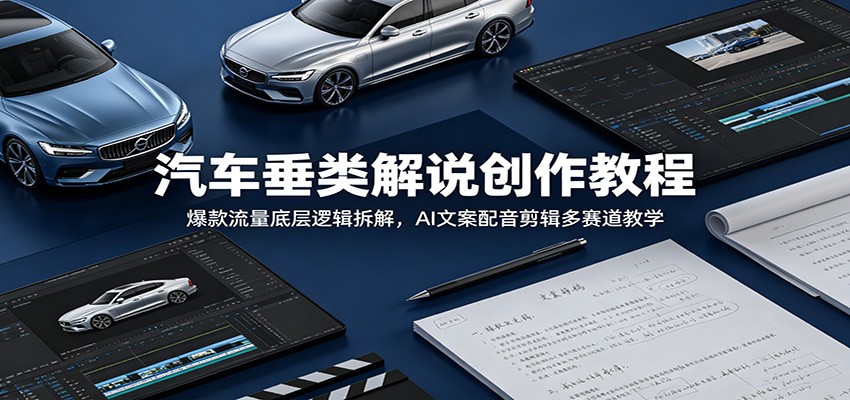 汽车垂类解说创作教程:爆款流量底层逻辑拆解,AI文案配音剪辑多赛道教学-52项目站