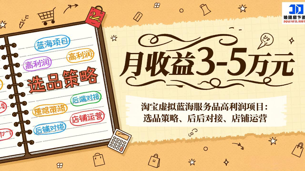 淘宝虚拟蓝海服务品高利润项目：选品策略、后端对接、店铺运营，月收益可达3-5万元-52项目站