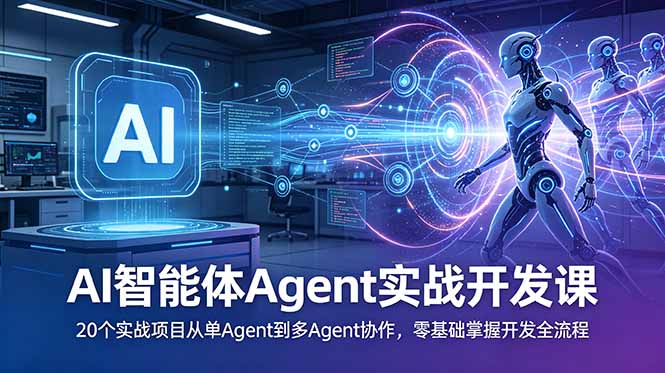 AI智能体Agent实战开发课:20个实战项目从单Agent到多Agent协作,零基础掌握开发全流程-52项目站