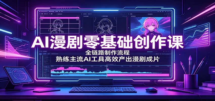 AI漫剧零基础创作课：全链路制作流程，熟练主流AI工具高效产出漫剧成片-52项目站