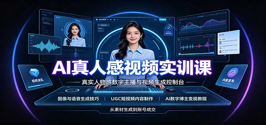 AI真人感视频实训课：图像语音生成，UGC内容制作，AI数字博主变现教程-52项目站