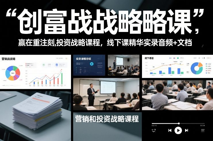 创富战略课,赢在重注时刻,营销和投资战略课程,线下课精华实录音频+文档-52项目站