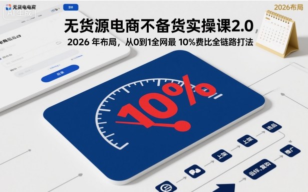 无货源电商不备货实操课2.0,2026年布局,从0到1全网最低10%费比全链路打法【更新26年5月】-52项目站