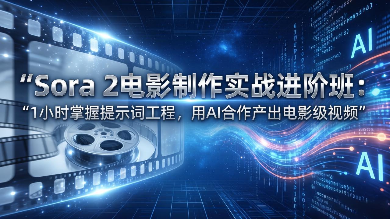 Sora 2电影制作实战进阶班：1小时掌握提示词工程，用AI合作产出电影级视频-52项目站