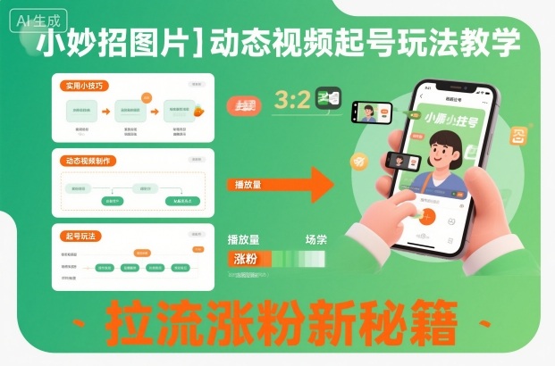 小妙招图片＋动态视频起号玩法教学，拉流涨粉新秘籍-52项目站