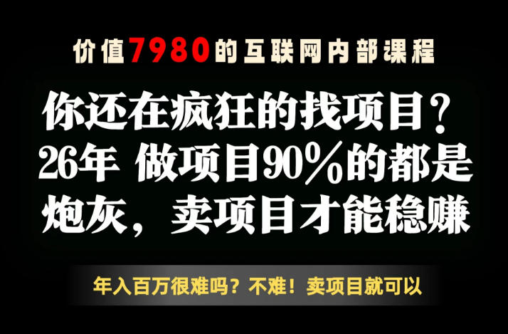 26年请不要疯狂的找项目了,卖项目远比你想象的暴利,你也可以月入10W+【揭秘】-52项目站