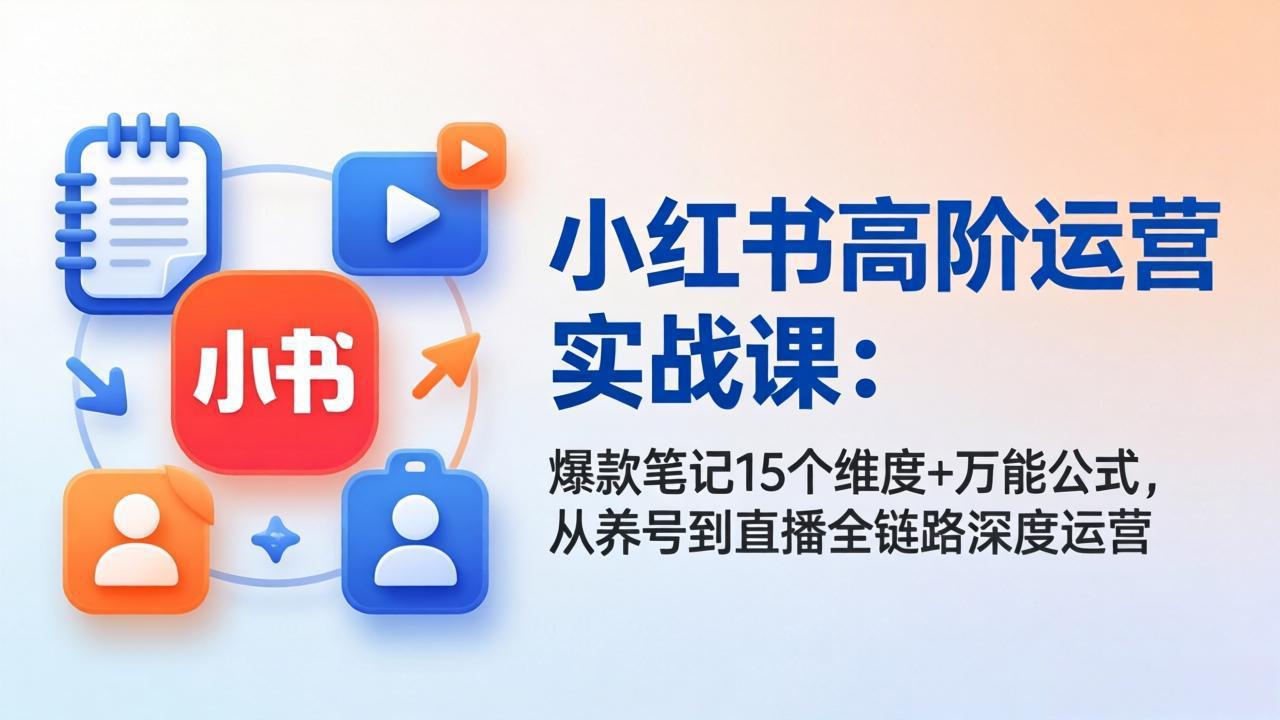 小红书高阶运营实战课：爆款笔记15个维度+万能公式，从养号到直播全链路深度运营-52项目站