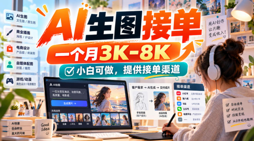 AI生图接单,一个月3K-8K,小白可做,提供接单渠道-52项目站
